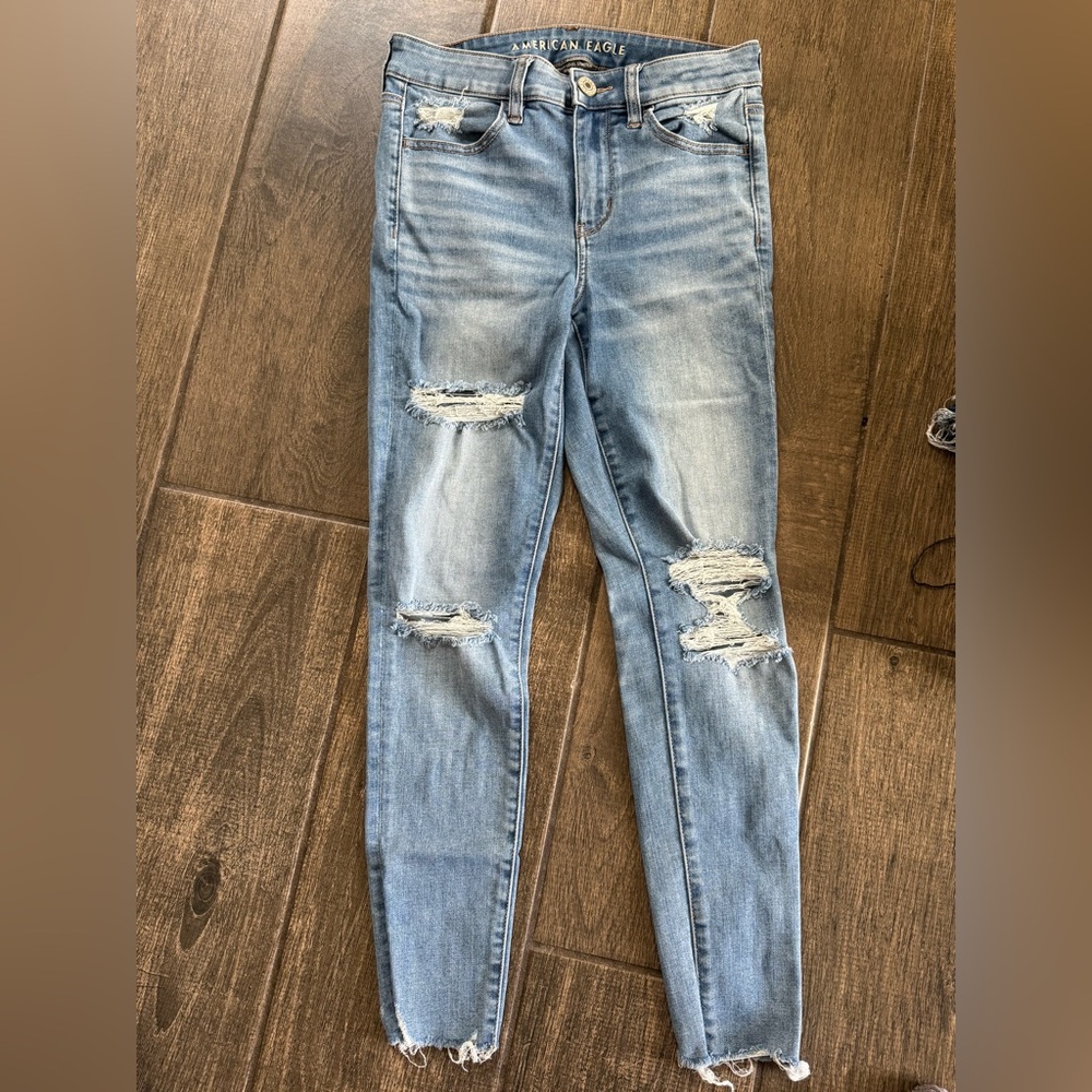 American Eagle Light Medium Distressed Jeans | 4 … - image 2